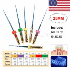 6Pcs Dental Endo CV-Blue Taper File Niti Rotary Files 25MM Root Canal USA