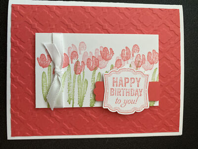 Stampin Up Card Kit Set Of 4 “Happy Birthday To You” Coral Tulips | eBay