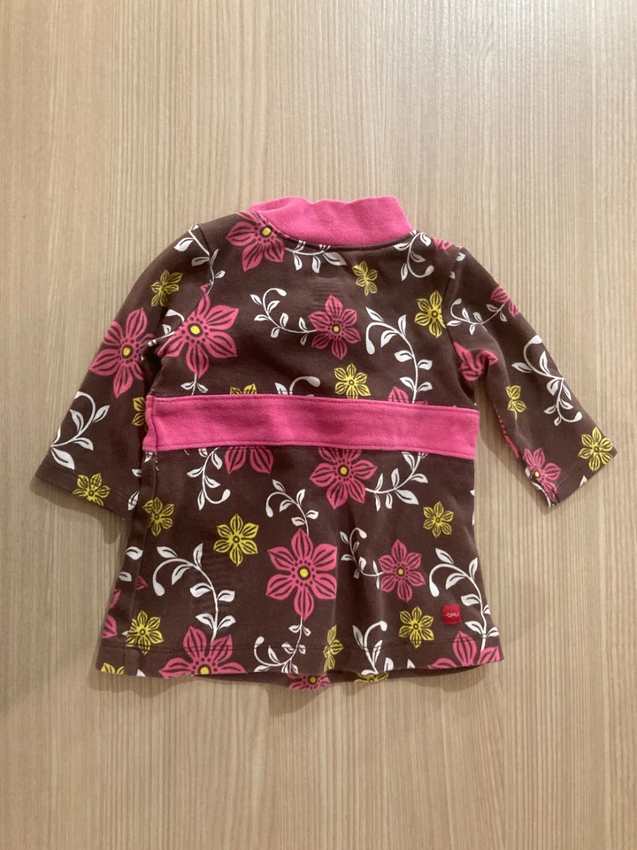 Vestido Tea Collection 3-6 Meses Marrón Rosa Estampado Floral Manga Larga Estilo Envolvente Foto 3 de 3