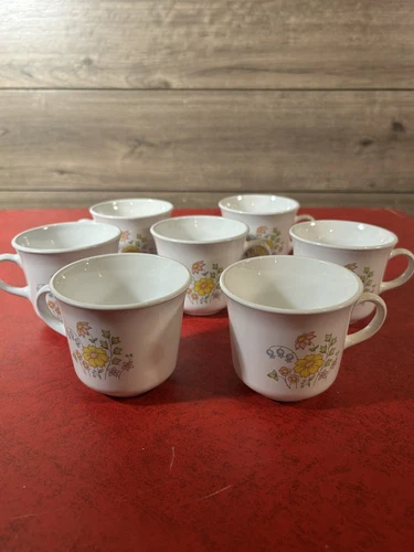 Lot of 7 VTG Corning Corelle Spring Meadow 8 oz. Coffee or Tea Cups MINT