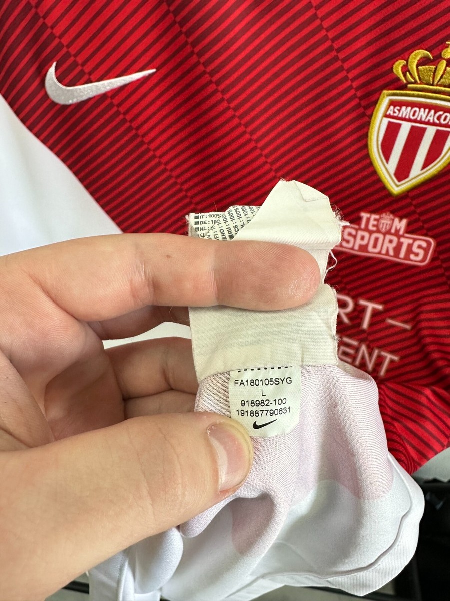 As Monaco 2018-2019 Home Football Jersey Nike Shirt size L
