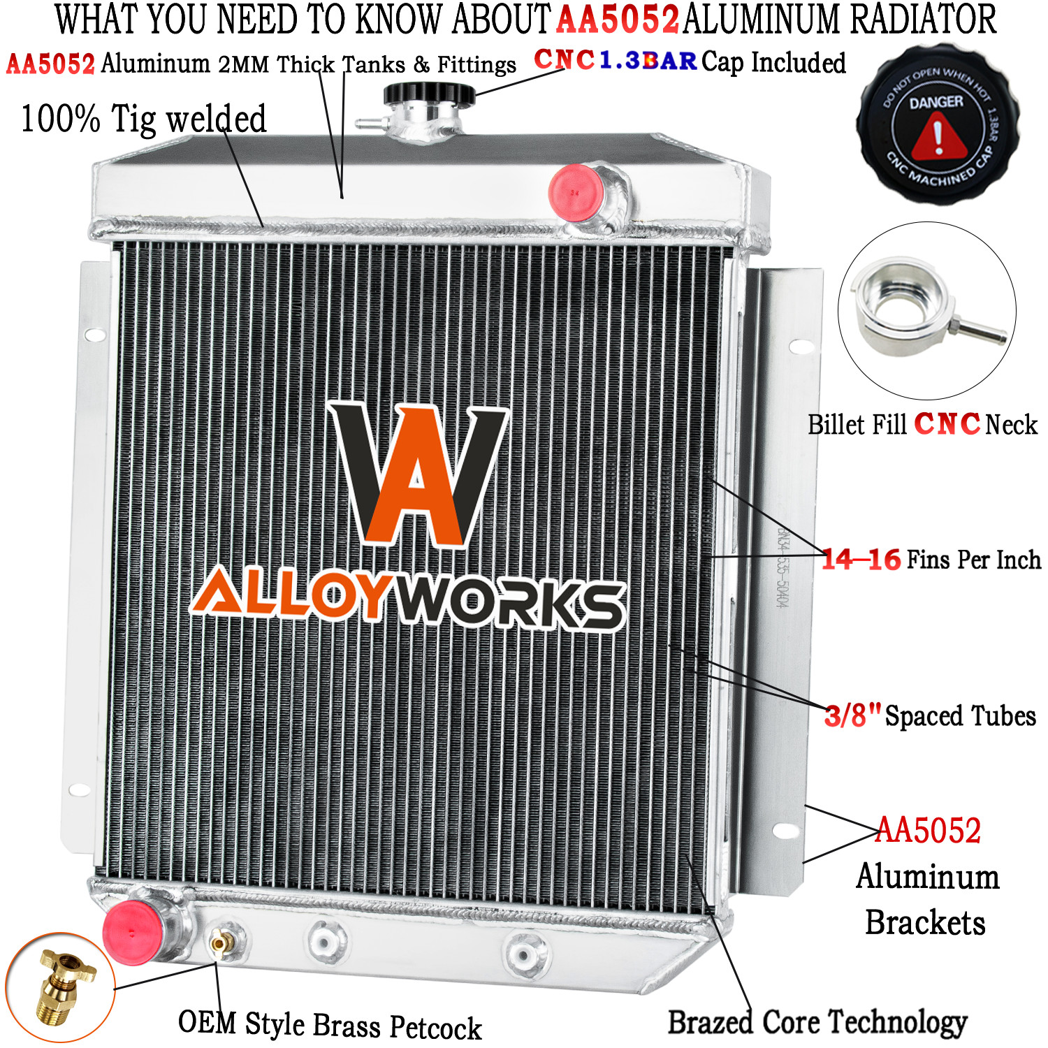Aluminum 3 Row Radiator For 1954-1956 1955 Ford Fairline Country Squire V8