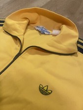 Vintage 80s Adidas Track Jacket Yellow Navy Thailand Rare Original L Zip Up Vtg