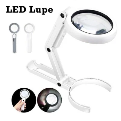 5X 11X LED Handlupe mit Licht Vergrößerung Beleuchtete Leselupe Juwelierlupe DE