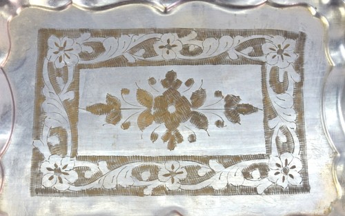 Traditional Brass Serving Tray Engraved Brass Ornate Tray Kitchen Décor. G26-242 - Picture 5 of 8