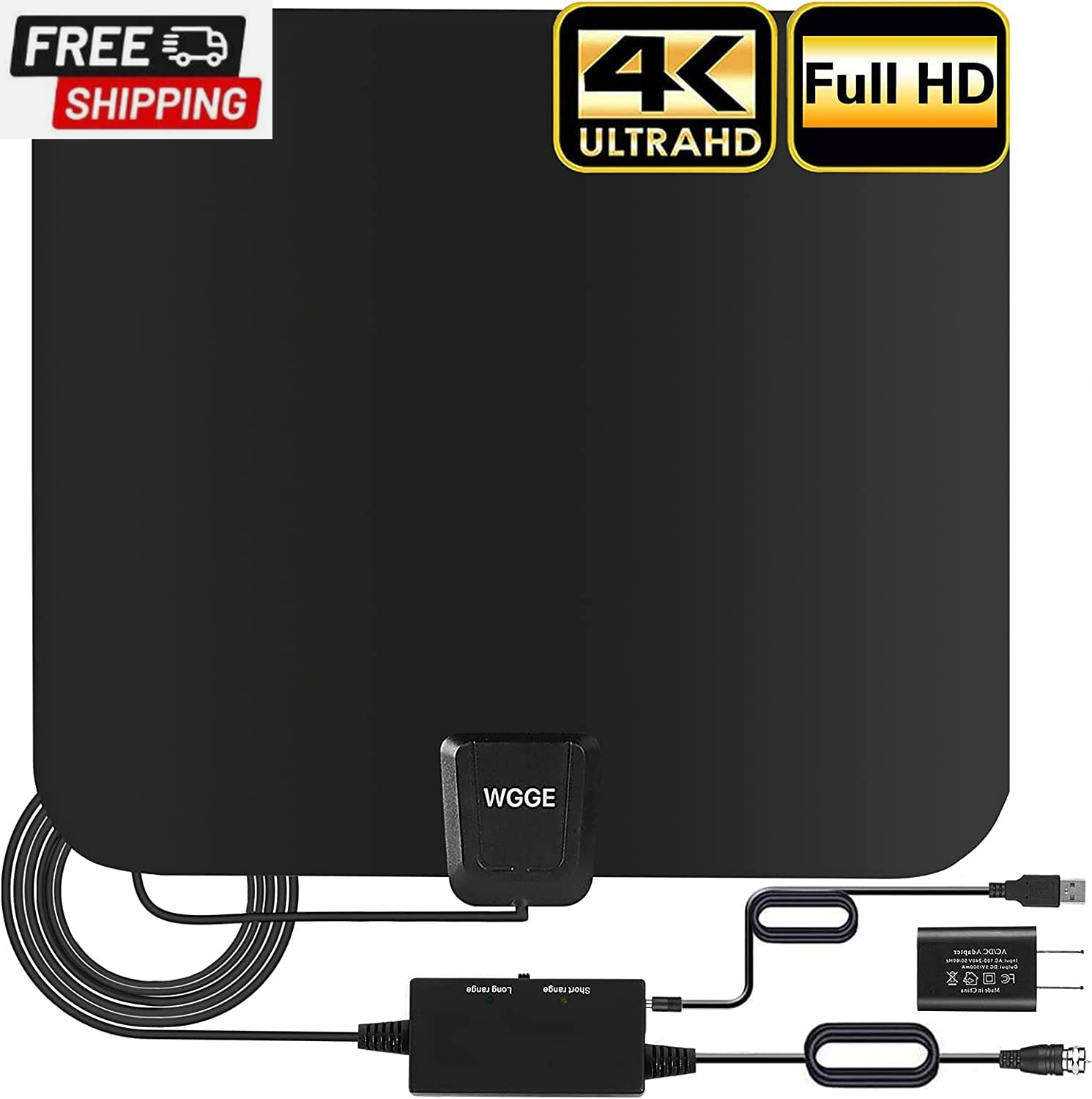 Антенна телевизионная цифровая высокой четкости с усилителем дальнего действия 300+ миль - поддержка 4K 1080P Fire TV