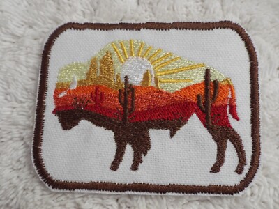 Buffalo Western Scene 3-1/2'' Embroidery Iron-on Patch (E4)