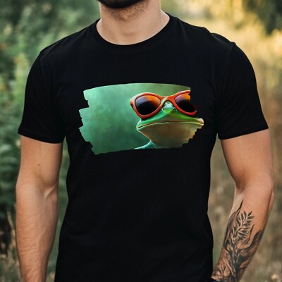 Mens Frog Sunglasses Print Cotton T-Shirt Size XS to 5XL