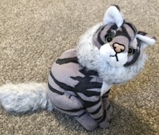 Gray Leopard 9 Green Eyes Playful Plush