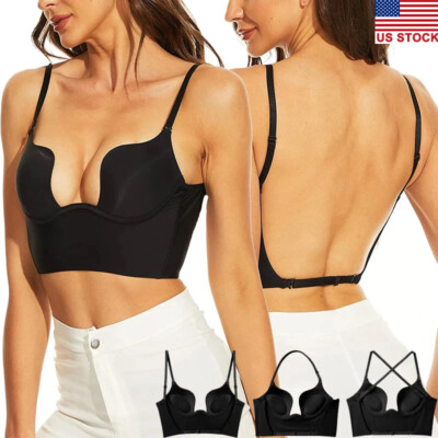 Super Boost Women Push Up Deep U Plunge Bra Backless Invisible Body Shaper Sexy