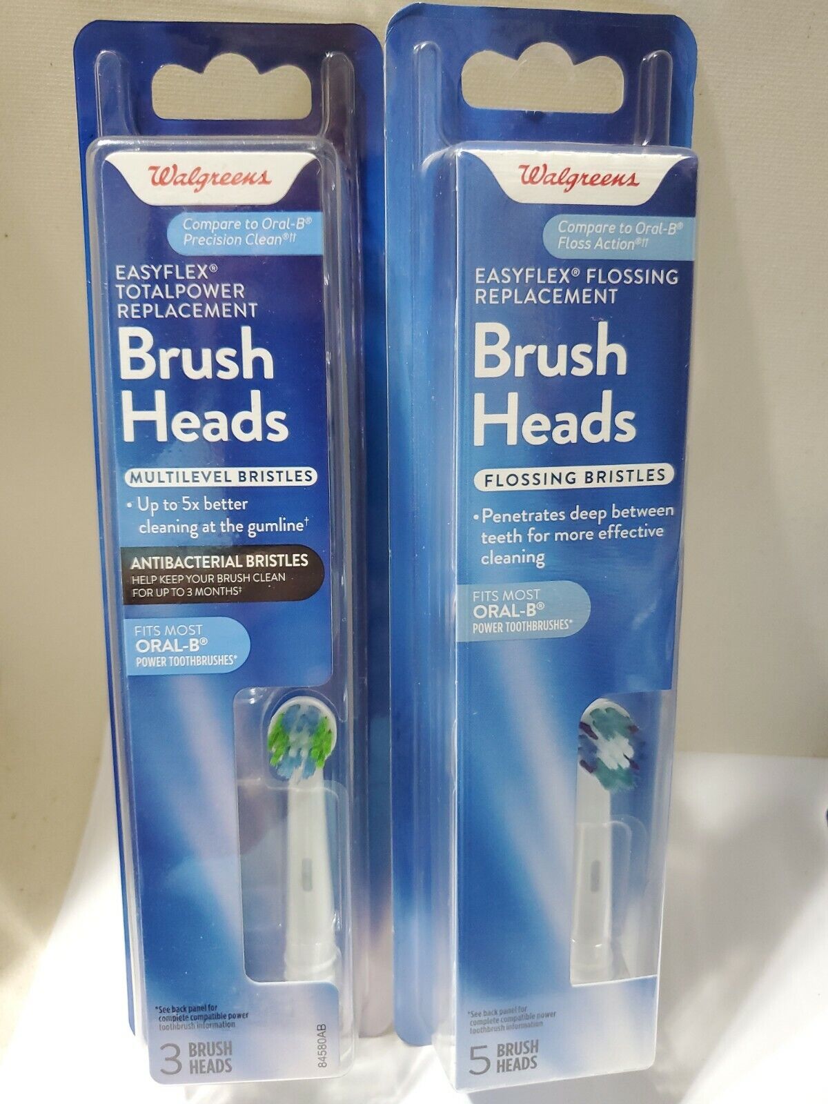 Walgreens Easyflex  REPLACEMENT BRUSH HEADS.(Compare Oral B).2 p