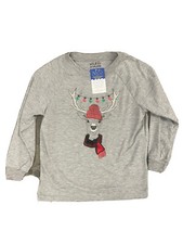 Holiday Famjams Pajama Top Deer Logo Grey XS