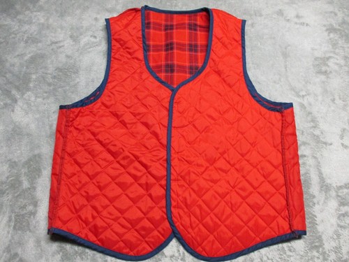 Vintage Sears Flannel Vest Mens Large Red Blue Buffalo Plaid Quilted Western 70s - Picture 17 of 19