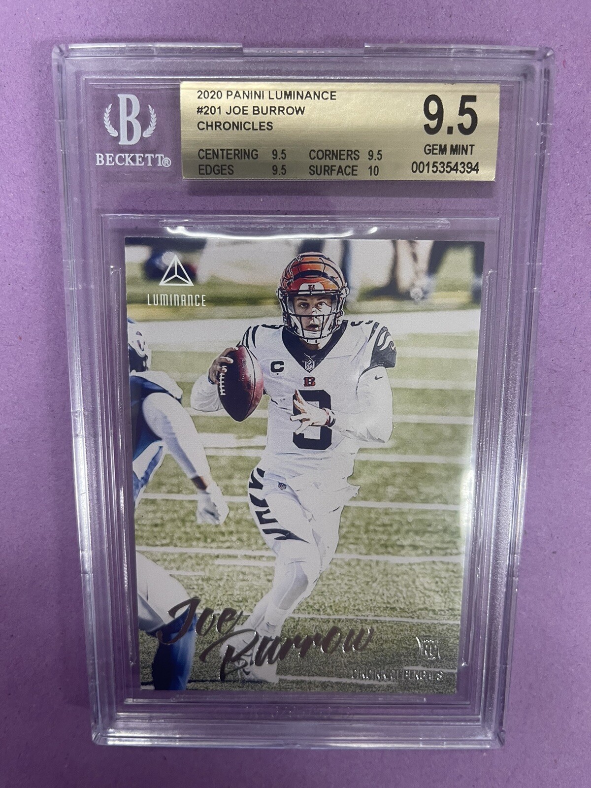 2020 Panini Chronicles Luminance Joe Burrow #201 RC Rookie BGS 9.5 #4394 (CT8)