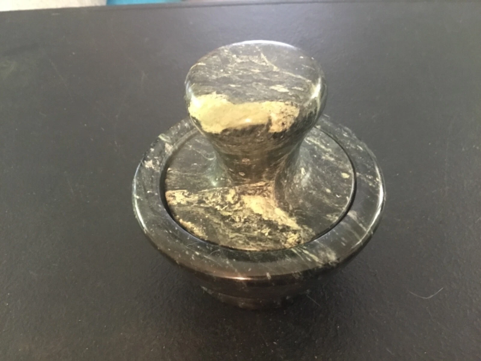 Mortar & Pestle Black and White Marble 4"