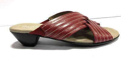 Munro Kelsey Womens Sandal Red Leather Heeled Sandals Size M