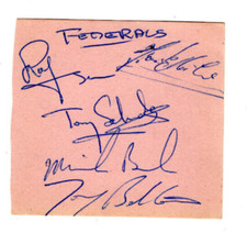 The Federals Signed Page by 5 / Autographed British Beat Band 1950s /Tony Bolton