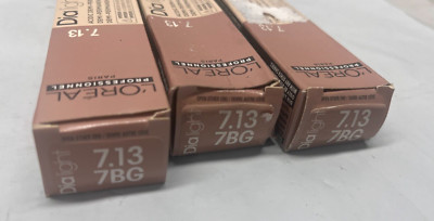 Lot of 3 - L'Oreal Dialight 7.13/7BG, Demi-Permanent Hair Color, Boxes Damaged