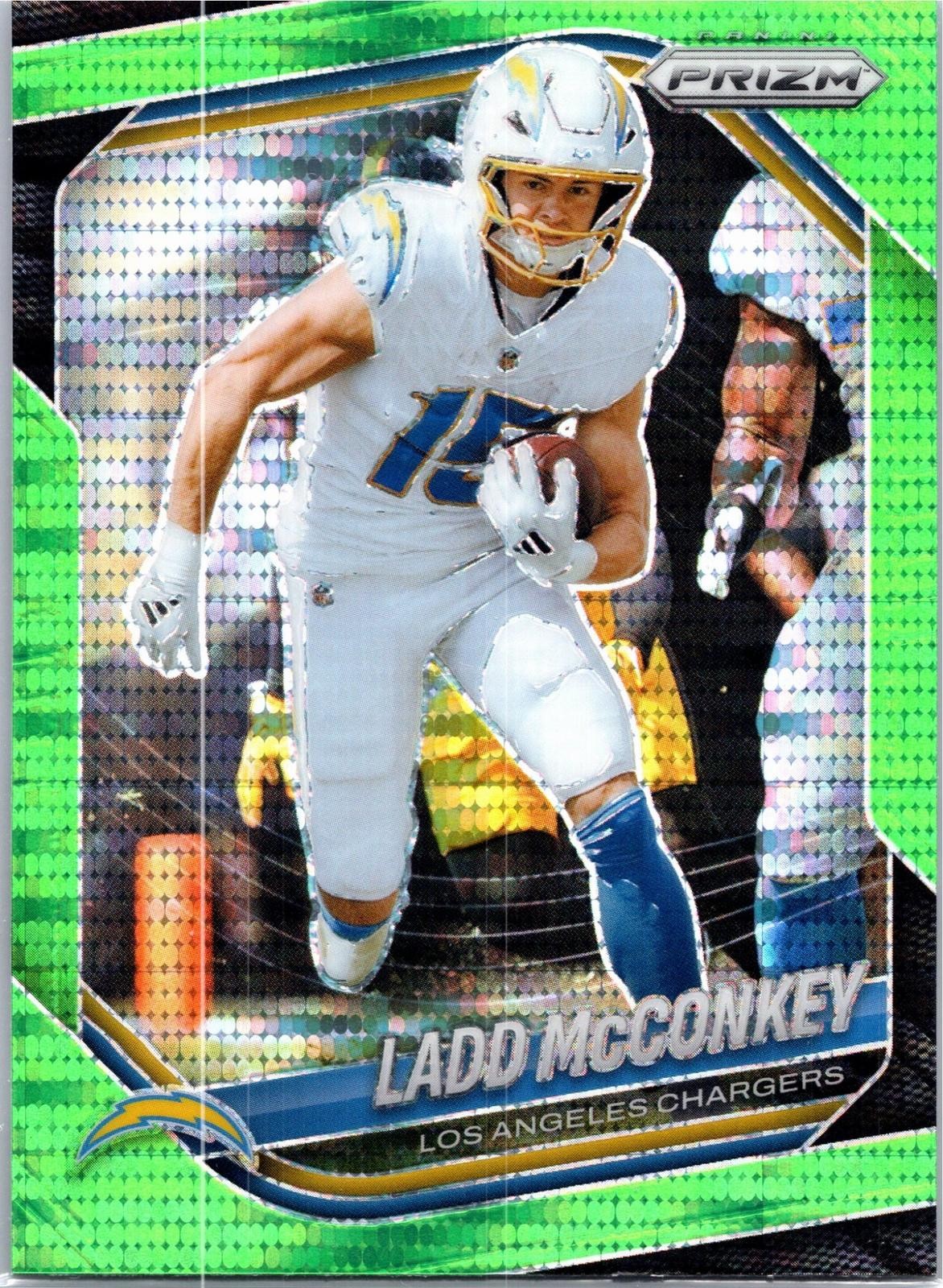 2025 Panini Prizm #18 Ladd McConkey Neon Green Pulsar