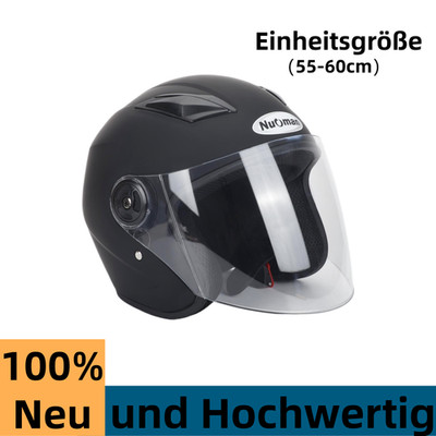Motorradhelm Rollerhelm Jethelm Helm 55~60cm Alle Jahreszeiten Mattschwarz Neu