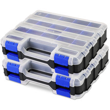 Weyleity Small Parts Organizer 2 Pack Storage Case Tools 34-Compartments Double