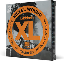 Electric Guitar Strings, XL Nickel, EXL110-3D, Regular Light Gauge 10-46, 6-Stri