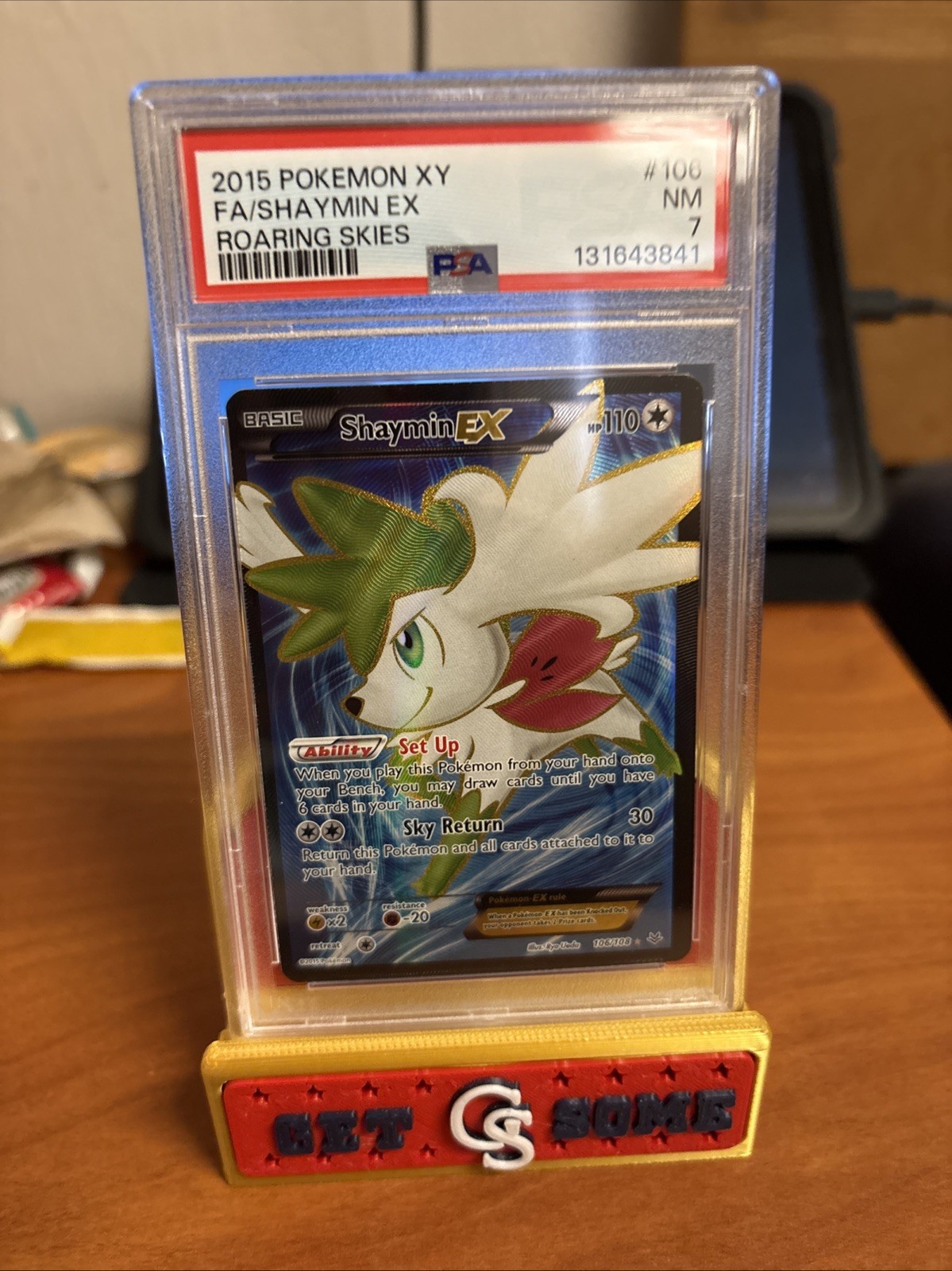 PSA 7 Pokemon Shaymin EX 106/108 Roaring Skies Ultra Rare Full Art Holo