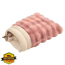 SOMAHE Pink Cat Sleeping Bag Faux Fur Cave Bed Nest 21.7"x17.7"