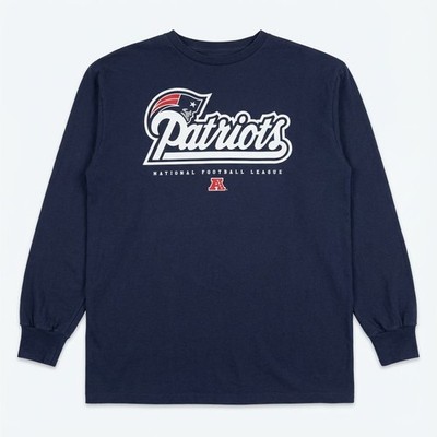 New England Patriots NFL Team Apparel Langarm T-Shirt Herren XL Navy Spellout