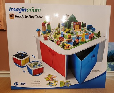 New Imaginarium Ready to Play Table With 4 Fabric Storage Bins & 100+  Toy Pcs