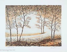 Rare Vintage Balmer Mid Century Lithograph of Wooded Landscape, LE Lovely 2