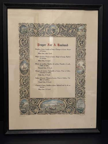Vintage “A Prayer For A Husband” Framed Wall Art Print - Camellia Arts 1973
