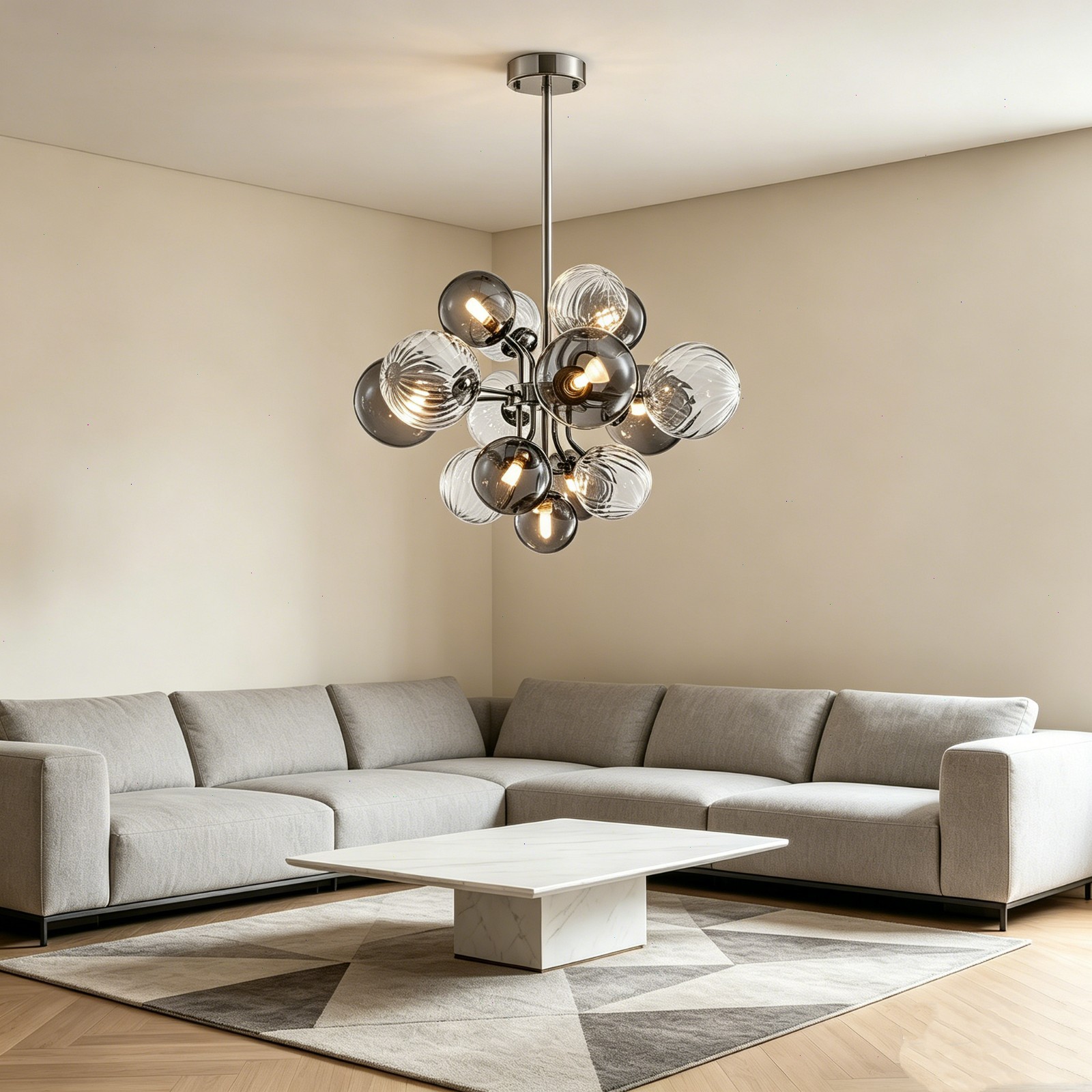 Mid Century Modern Sputnik Chandelier Glass Bubble Globe 8-Lights Ceiling Light