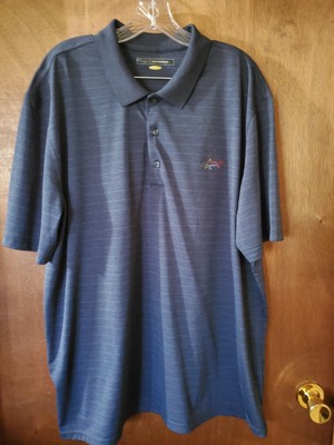 GREG NORMAN SHORT SLEEVE POLO SHIRT SIZE XL SOLID BLUE STRIPE, NICE
