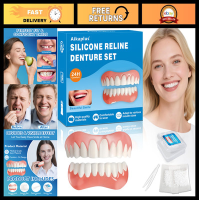 Moldable False Teeth Veneers - DIY Silicone Dentures Set for Upper & Lower Smile