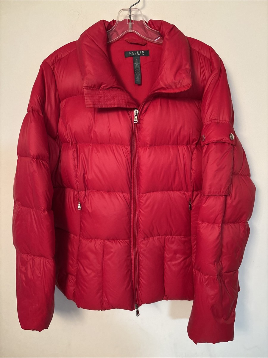 Lauren Ralph Lauren Women's Winter Jacket Red Puffer Down filled