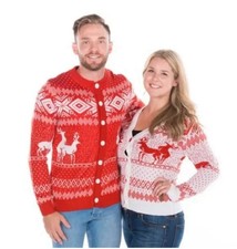Tipsy Elves Naughty Reindeer Men's Cardigan Holiday Christmas Sweater Medium NWT