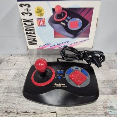 Vtg Quickshot Maverick 3+3 16 BIT 8ft Cable Controller Sega Genesis Megadrive 