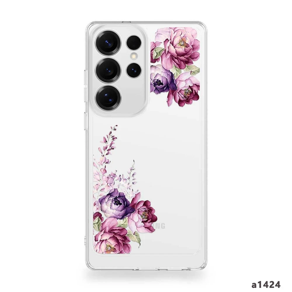Crystal Clear Floral Phone Case for Samsung Galaxy S24 FE S23 S25 A25 A34