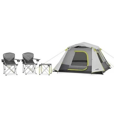 Core 4 Personen Instant Cabin Zelt Camping Set | inkl. Zelt, Tisch & 2 Stühlen