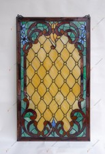 20" x 34" Tiffany Style stained glass window panel. HF43