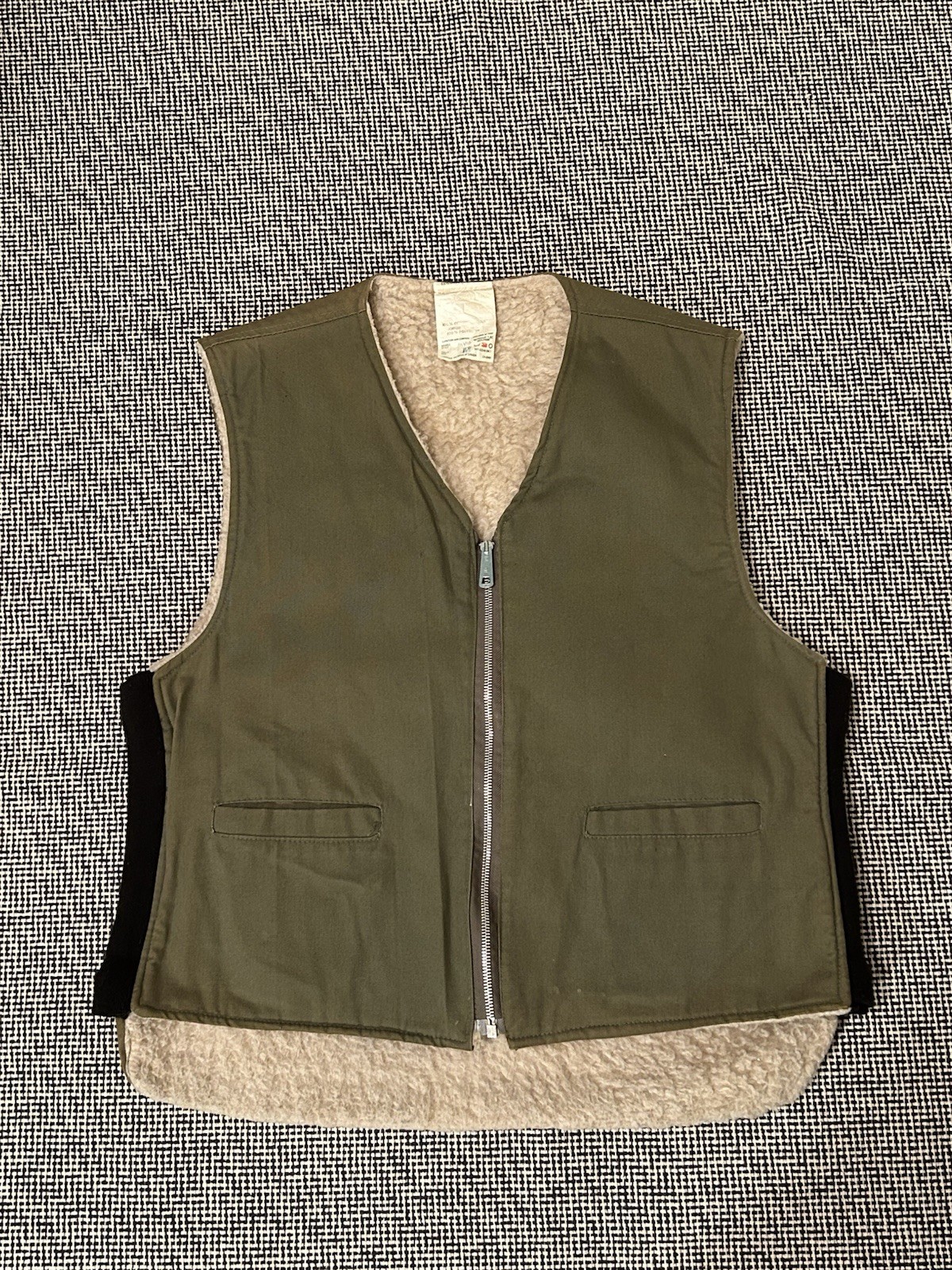 Rare True Vintage Vest Men L Green Sherpa Lined  Western Stenciled « GMC »