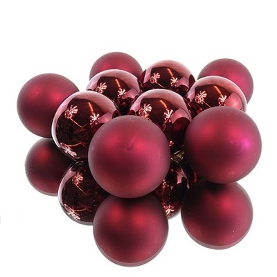 Kaemingk Christbaumkugeln Ox Blood dunkelrot 5 x glänzend & 5 x matt Ø 6 cm Glas