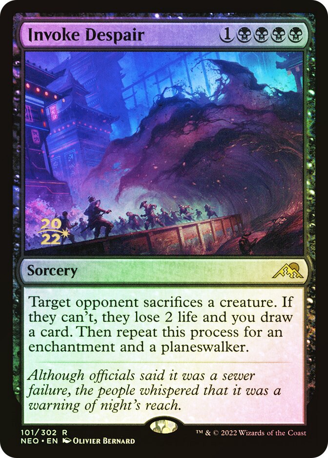 MTG  FOIL Invoke Despair (Prerelease) (Kamigawa: Neon Dynasty)  - Promo #101