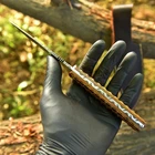 9.5" Damascus Steel Blade Custom Wood Handle Hunting Handmade Knife with Sheath