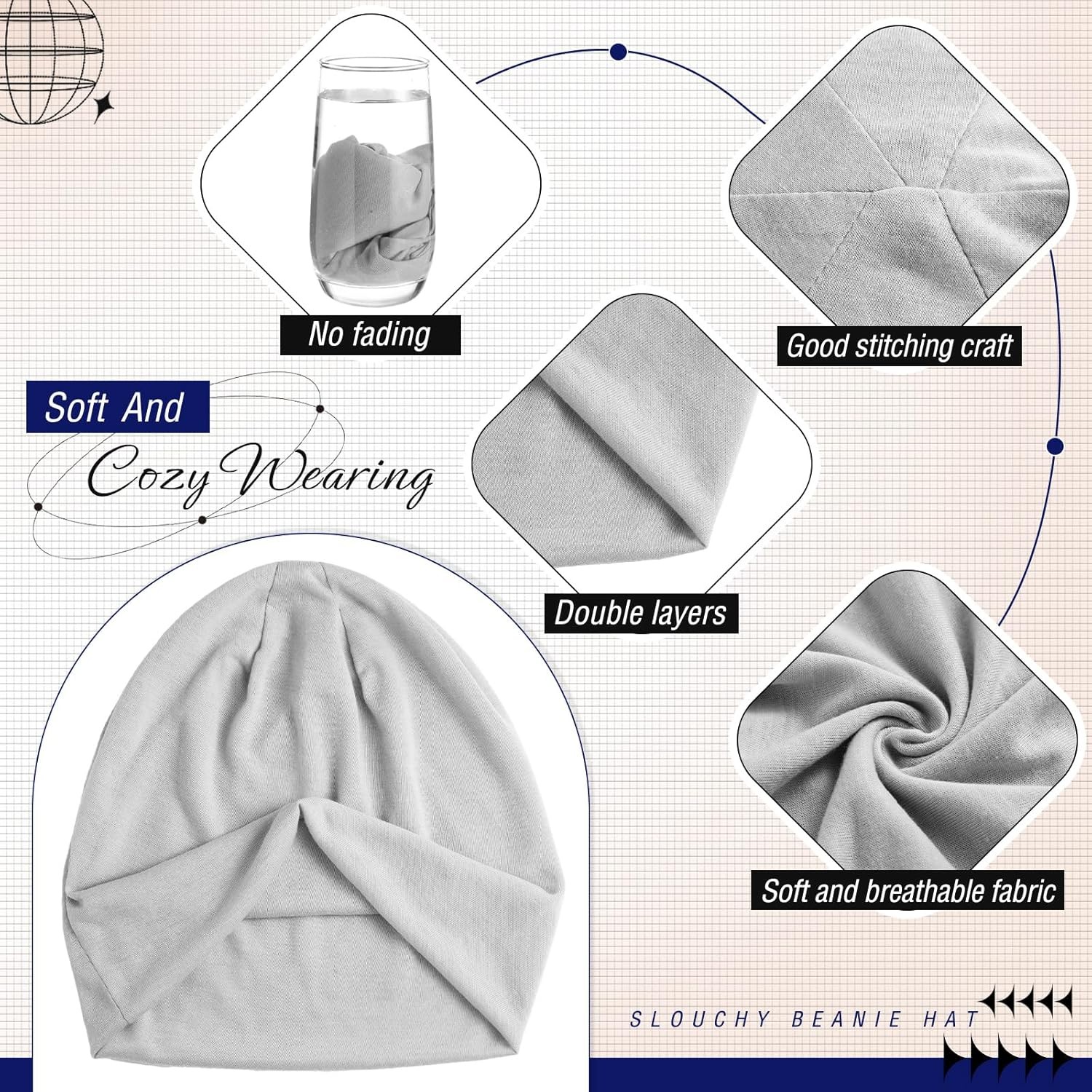 Syhood 5 Pcs Unisex Slouchy Beanie Hats for Men One Size, Classic Colors 