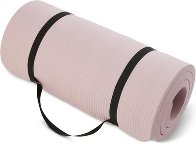 Amazon Basics Yogamatte/Tragegurt/2,5cm Memory-Schaum/Rutschfest/188 x 61cm/Rose