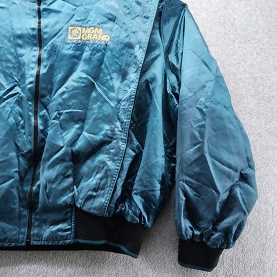 Vintage MGM Grand Jacket Mens 2XL Teal Bomber Las Vegas Lion Logo