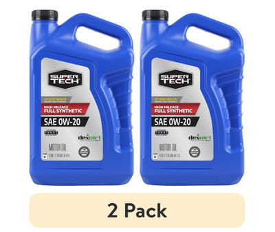 (2 pack)High Mileage Full Synthetic SAE 0W-20 Motor Oil 5 Qt Broad Compatibility
