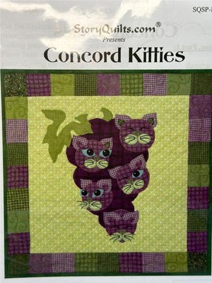 STORYQUILTS.COM Quilt Pattern CONCORD KITTIES Garden Patch Cats Block 21 - 18''